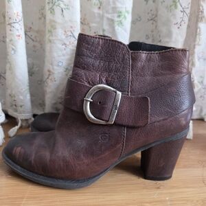 Born Dark Brown Leather Ankle Booties